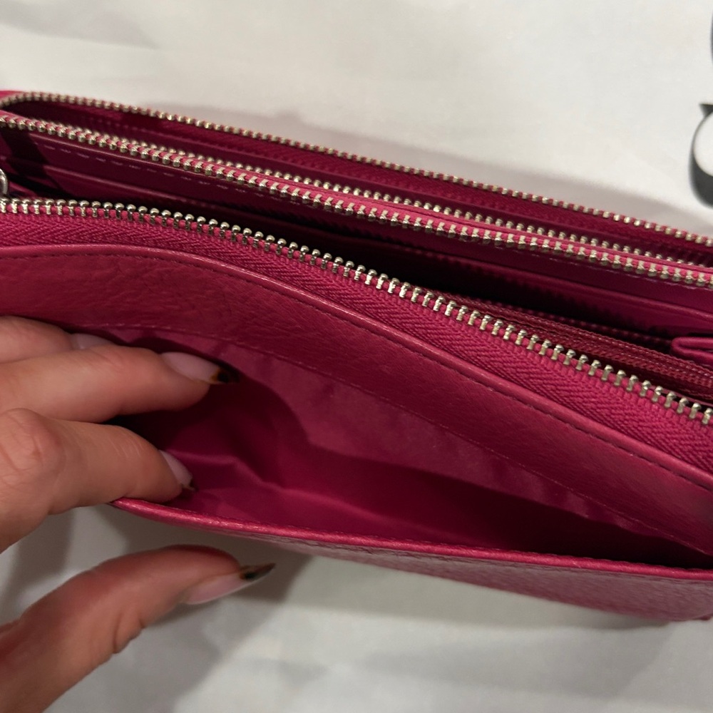 Coach Pebbled Leather Zip Wallet - Raspberry Pink - Picture 6 of 6